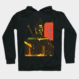 Yasuke Black Samurai in 1579 Feudal Japan No. 11  on a dark (Knocked Out) background Hoodie